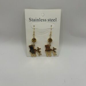 Fashion Jewelry Gold and Brown Dog Earrings